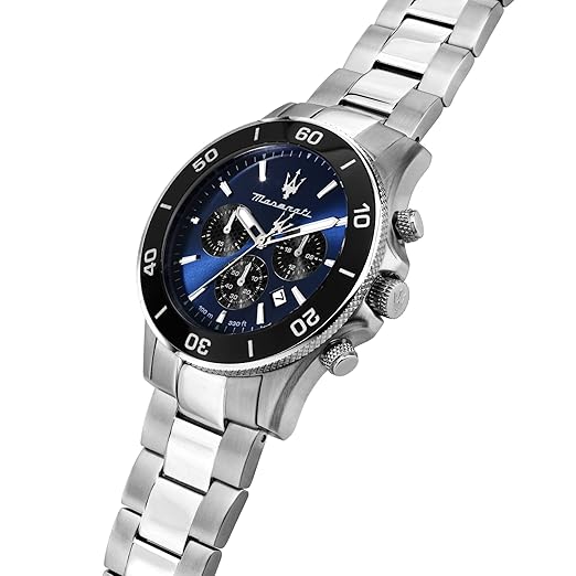 Maserati Competizione R8873600009 43mm Men’s Chronograph Watch – Blue Sunray Dial & Silver Stainless Steel Bracelet