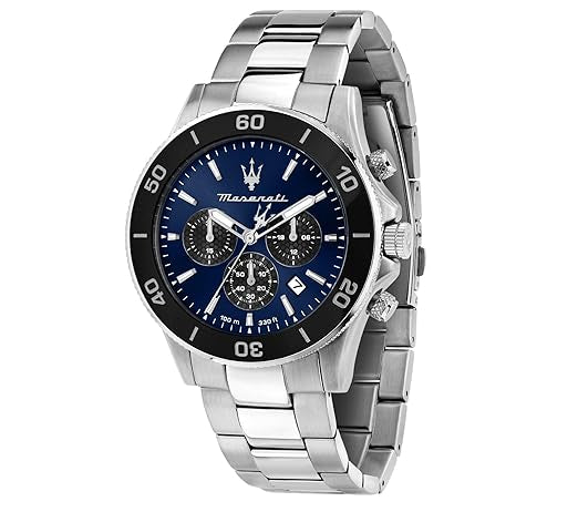 Maserati Competizione R8873600009 43mm Men’s Chronograph Watch – Blue Sunray Dial & Silver Stainless Steel Bracelet