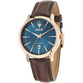 Maserati Epoca R8851118001 42mm Men’s Quartz Watch – Blue Sunray Dial & Brown Genuine Leather Strap