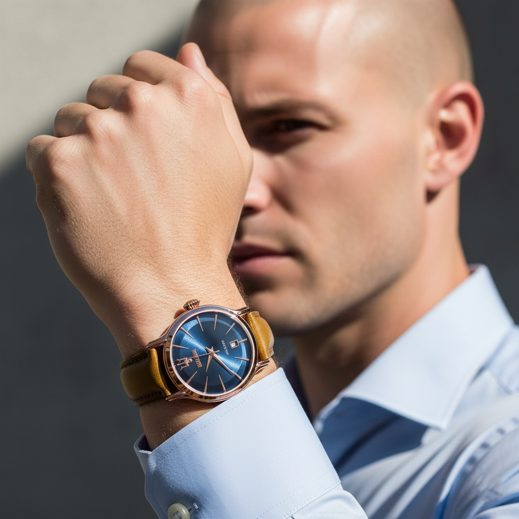 Maserati Epoca R8851118001 42mm Men’s Quartz Watch – Blue Sunray Dial & Brown Genuine Leather Strap