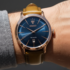 Maserati Epoca R8851118001 42mm Men’s Quartz Watch – Blue Sunray Dial & Brown Genuine Leather Strap