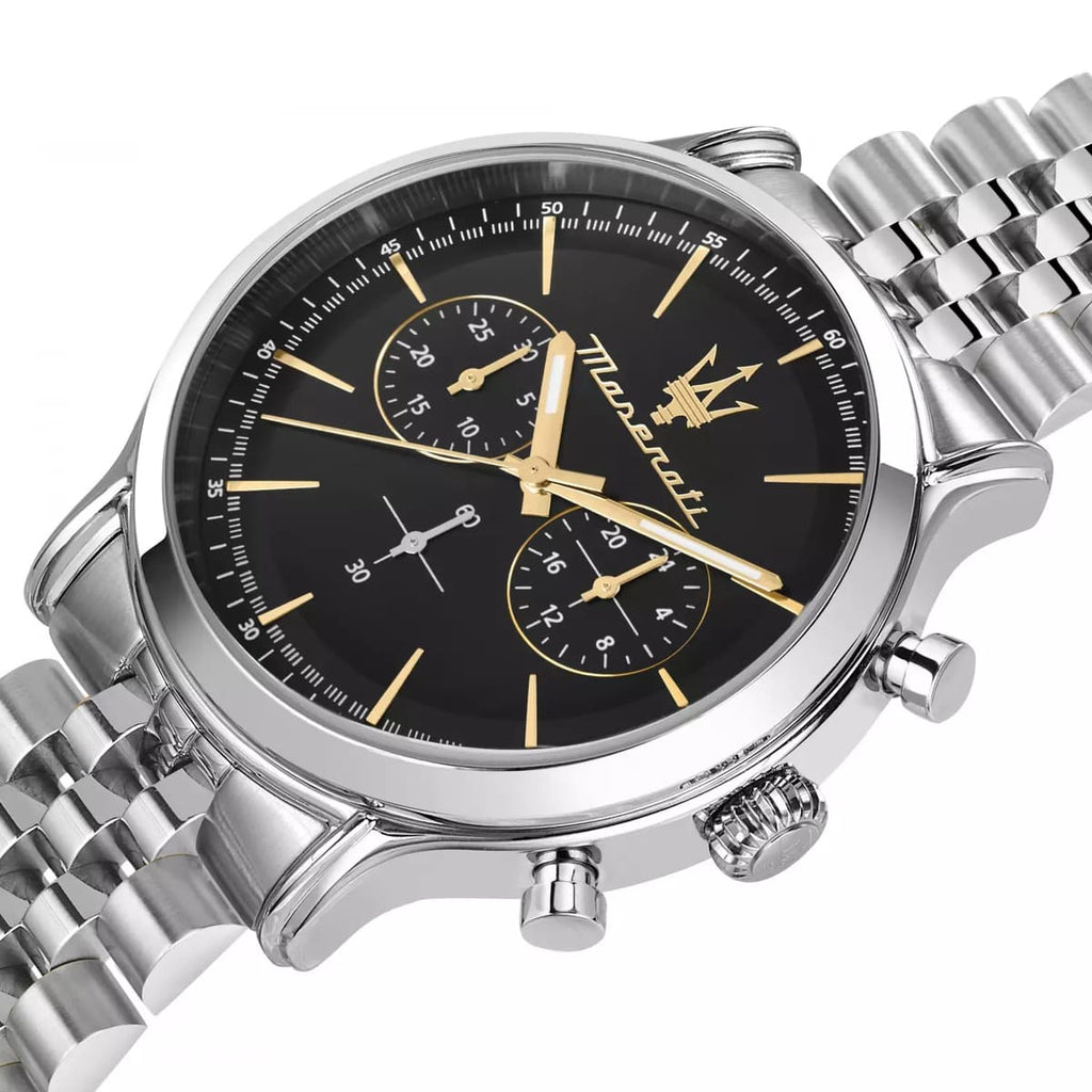 Maserati Epoca R8873618017 42mm Men’s Chronograph Watch – Black Dial & Silver Jubilee Stainless Steel Bracelet
