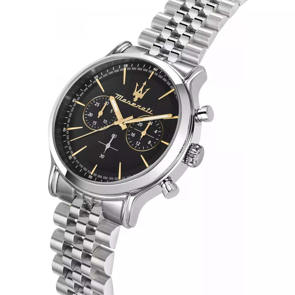 Maserati Epoca R8873618017 42mm Men’s Chronograph Watch – Black Dial & Silver Jubilee Stainless Steel Bracelet