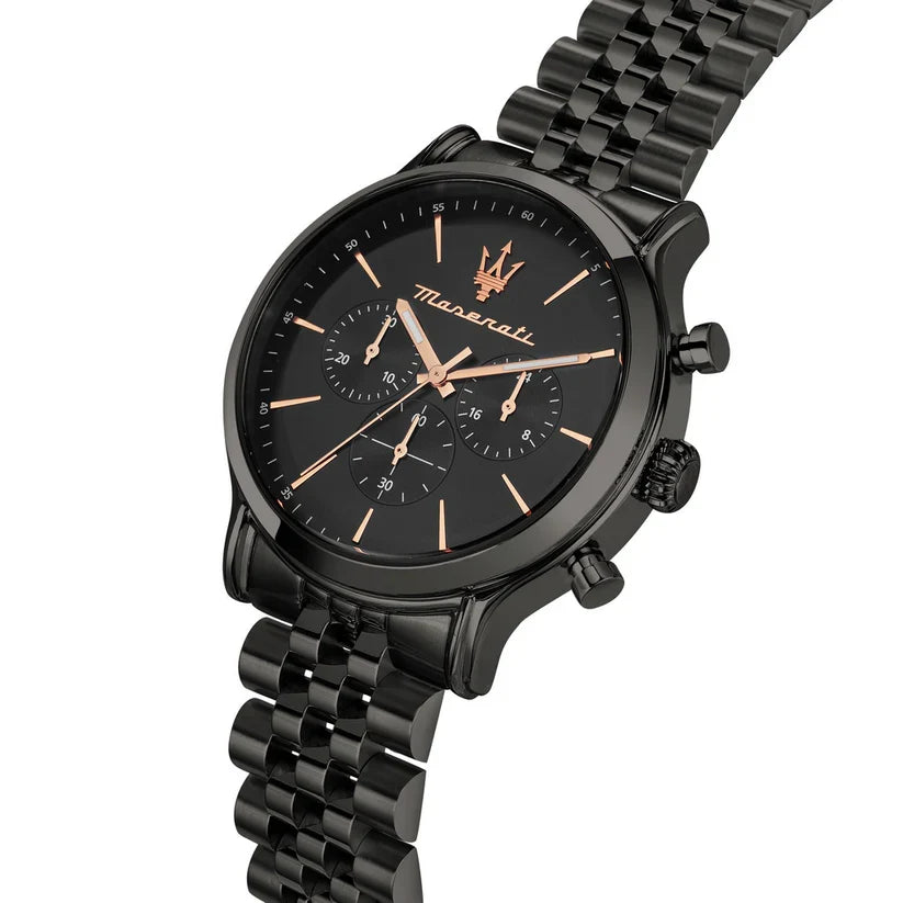 Maserati Epoca R8873618019 42mm Men’s Chronograph Watch – Black Dial & Black Jubilee Stainless Steel Bracelet