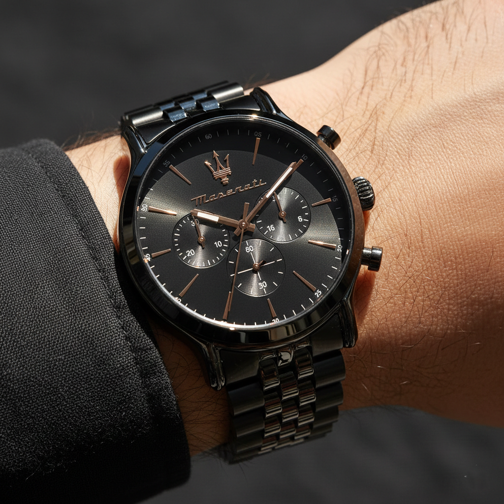 Maserati Epoca R8873618019 42mm Men’s Chronograph Watch – Black Dial & Black Jubilee Stainless Steel Bracelet