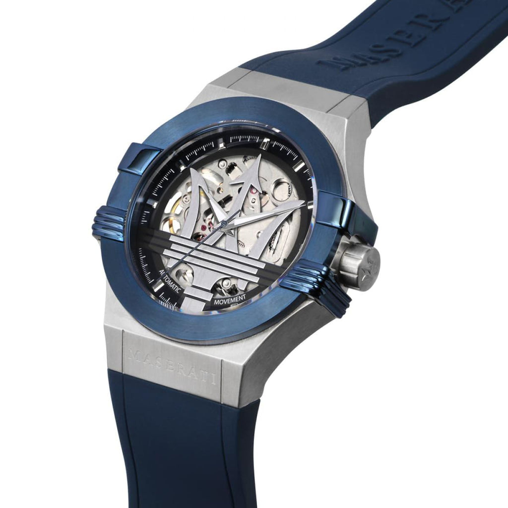 Maserati Potenza R8821108035 42mm Men’s Automatic Watch – Skeleton Dial & Blue Silicone Strap
