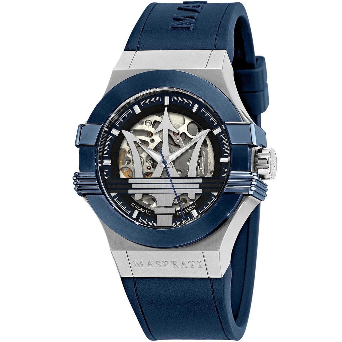 Maserati Potenza R8821108035 42mm Men’s Automatic Watch – Skeleton Dial & Blue Silicone Strap