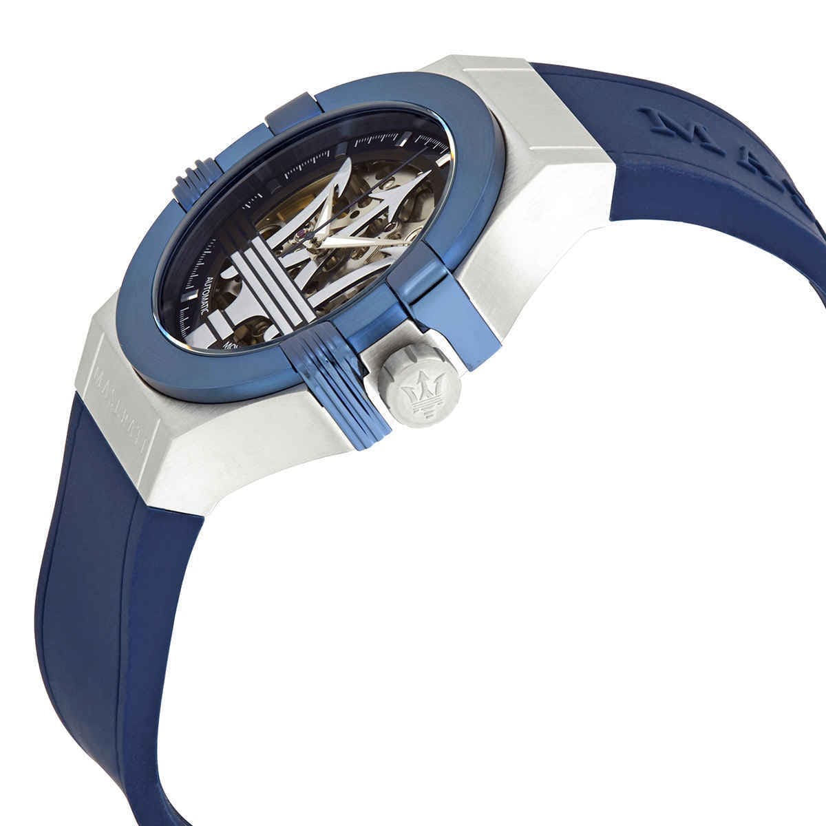 Maserati Potenza R8821108035 42mm Men’s Automatic Watch – Skeleton Dial & Blue Silicone Strap