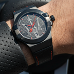 Maserati Potenza R8851108010 42mm Men’s Quartz Watch – Black Textured Dial & Black Leather Strap