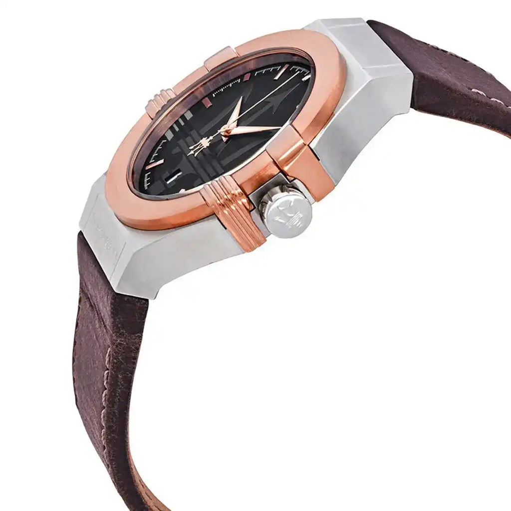 Maserati Potenza R8851108014 42mm Men’s Quartz Watch – Black Dial & Dark Brown Leather Strap