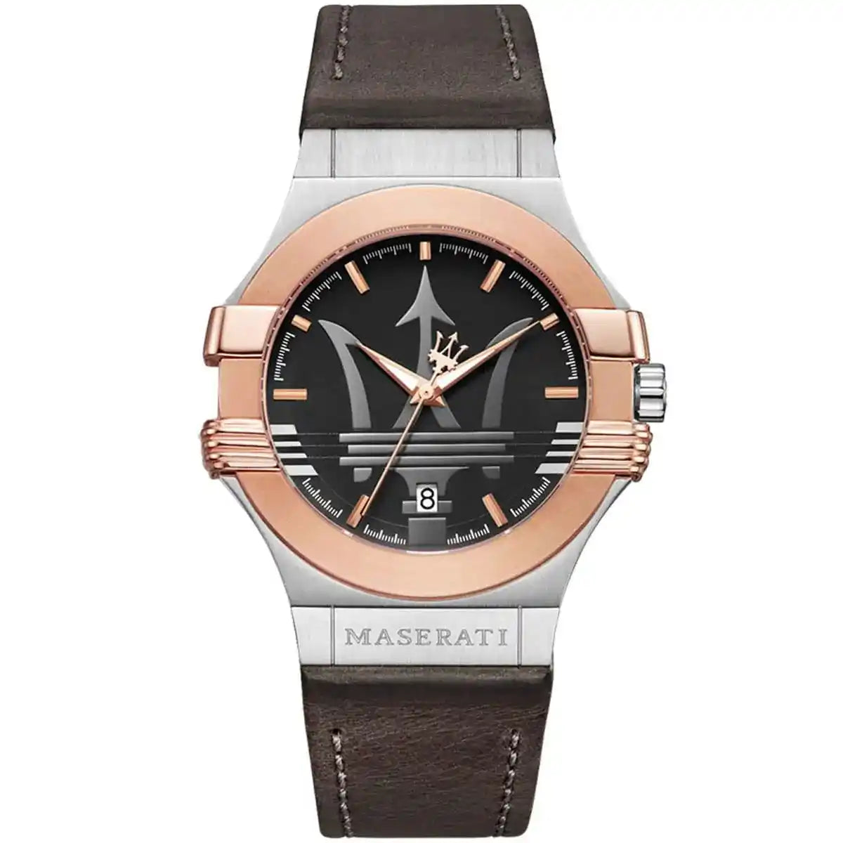 Maserati Potenza R8851108014 42mm Men’s Quartz Watch – Black Dial & Dark Brown Leather Strap