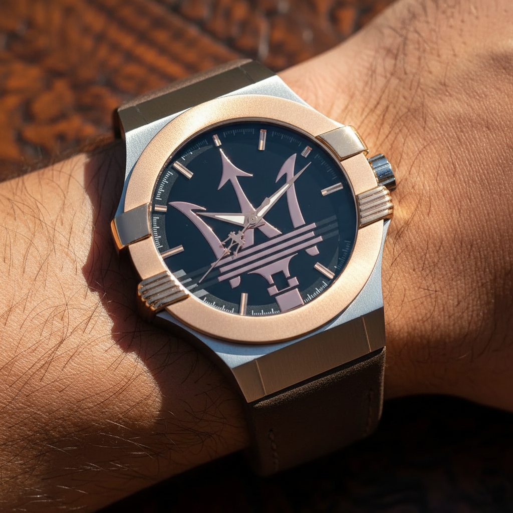 Maserati Potenza R8851108014 42mm Men’s Quartz Watch – Black Dial & Dark Brown Leather Strap