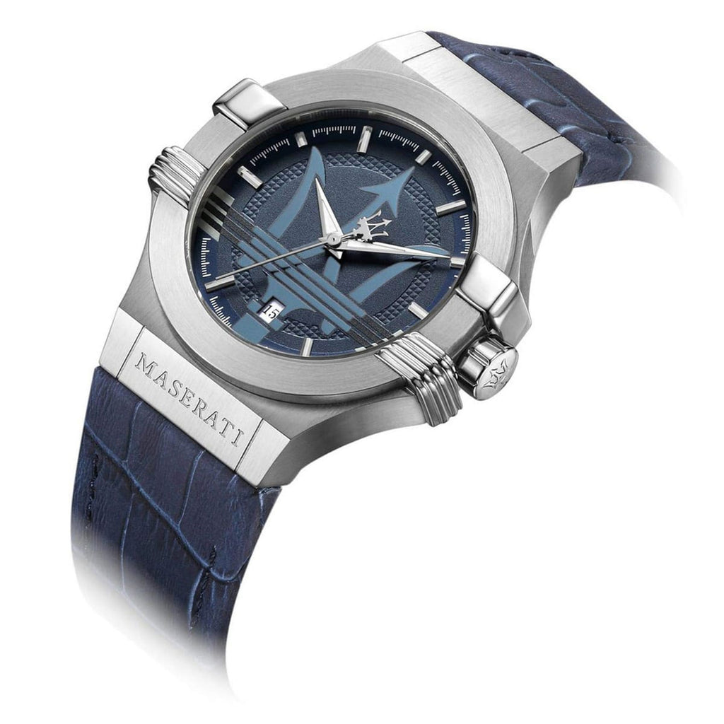Maserati Potenza R8851108015 42mm Men’s Quartz Watch – Blue Dial & Blue Leather Strap