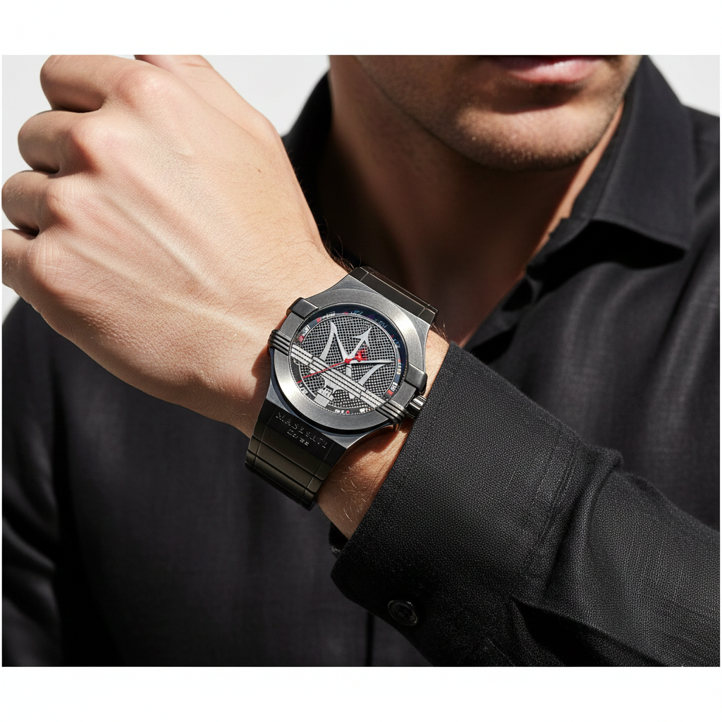 Maserati Potenza R8853108003 42mm Men’s Quartz Watch – Black Dial & Black Stainless Steel Link Bracelet