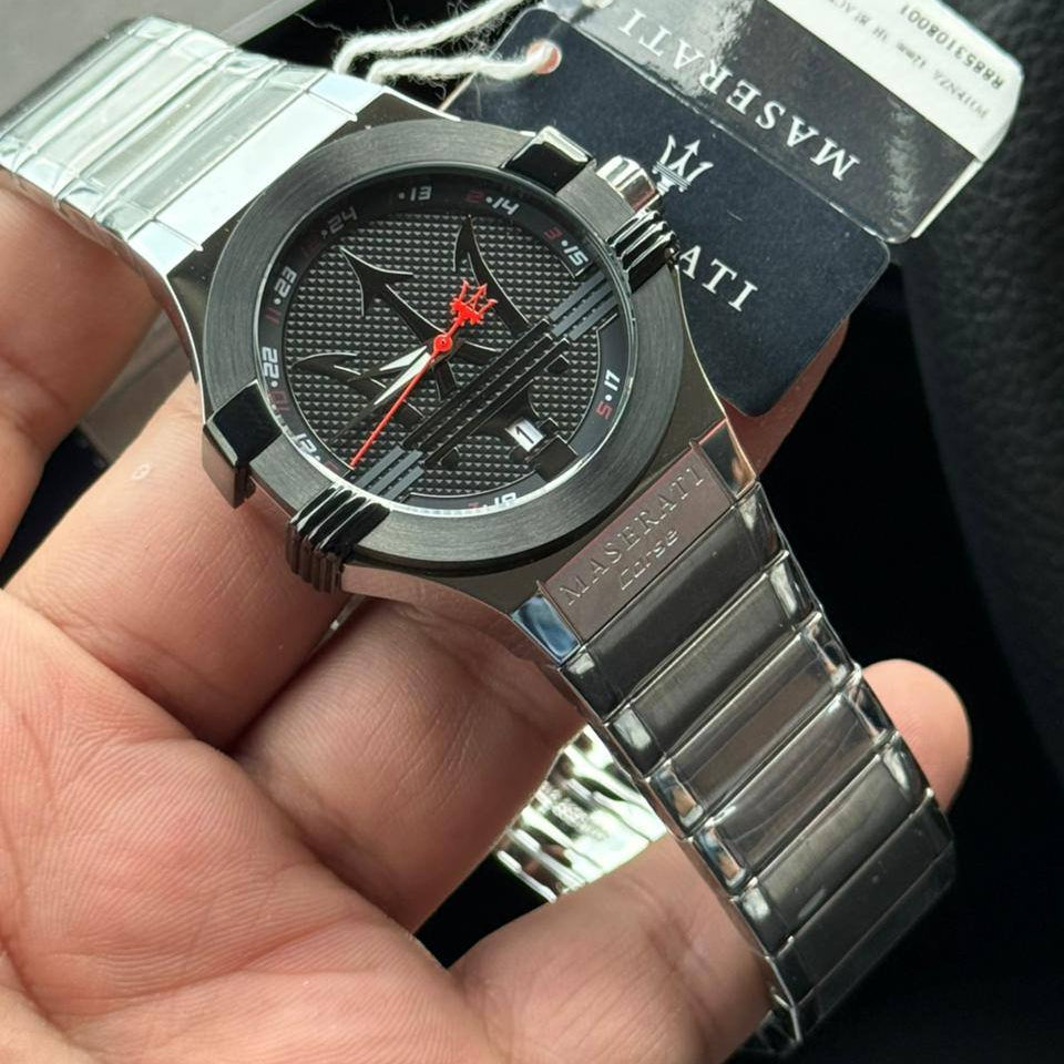 Maserati Potenza R8853108003 42mm Men’s Quartz Watch – Black Dial & Black Stainless Steel Link Bracelet