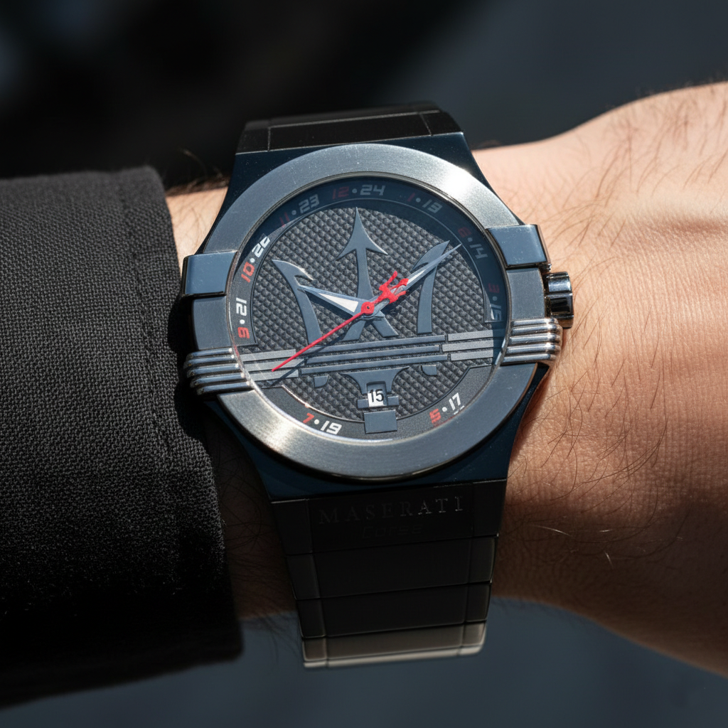 Maserati Potenza R8853108003 42mm Men’s Quartz Watch – Black Dial & Black Stainless Steel Link Bracelet