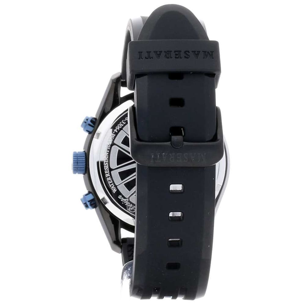 Maserati Traguardo R8871612006 45mm Men’s Chronograph Watch – Blue Bezel & Black Dial & Comfortable Black Rubber Strap
