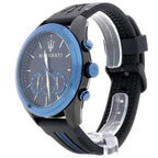 Maserati Traguardo R8871612006 45mm Men’s Chronograph Watch – Blue Bezel & Black Dial & Comfortable Black Rubber Strap