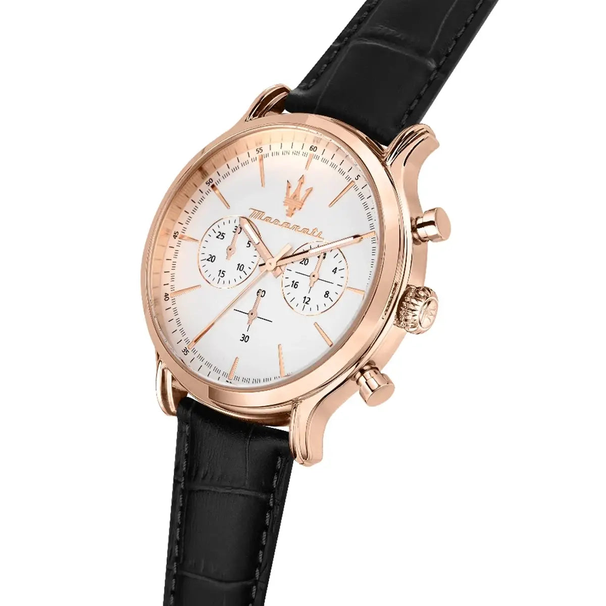 Maserati Epoca R8871618016 42mm Men’s Chronograph Watch – White Dial & Black Genuine Leather Strap