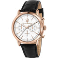 Maserati Epoca R8871618016 42mm Men’s Chronograph Watch – White Dial & Black Genuine Leather Strap