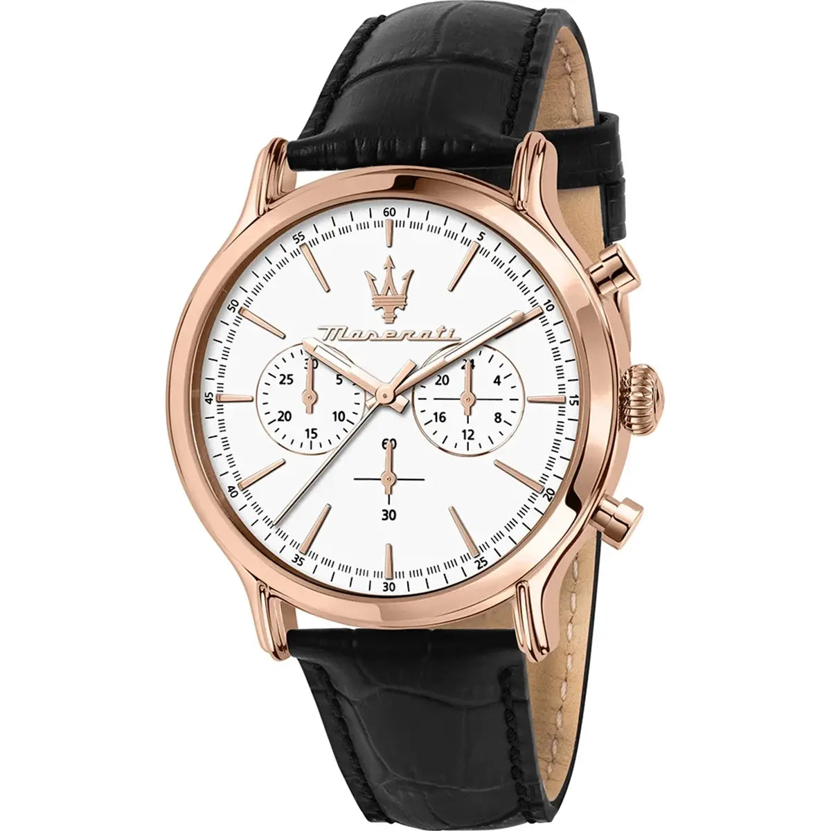 Maserati Epoca R8871618016 42mm Men’s Chronograph Watch – White Dial & Black Genuine Leather Strap
