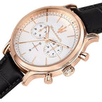 Maserati Epoca R8871618016 42mm Men’s Chronograph Watch – White Dial & Black Genuine Leather Strap