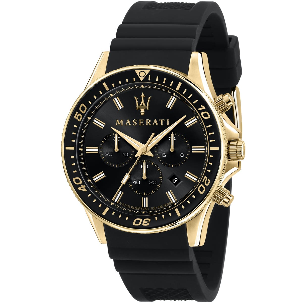 Maserati Sfida R8871640001 44mm Men’s Quartz Watch – Black Dial & Comfortable Black Rubber Strap