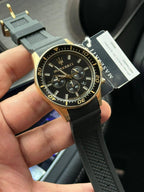 Maserati Sfida R8871640001 44mm Men’s Quartz Watch – Black Dial & Comfortable Black Rubber Strap