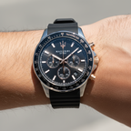 Maserati Sfida R8871640002 44mm Men’s Chronograph Watch – Black Dial & Comfortable Black Silicone Rubber Strap