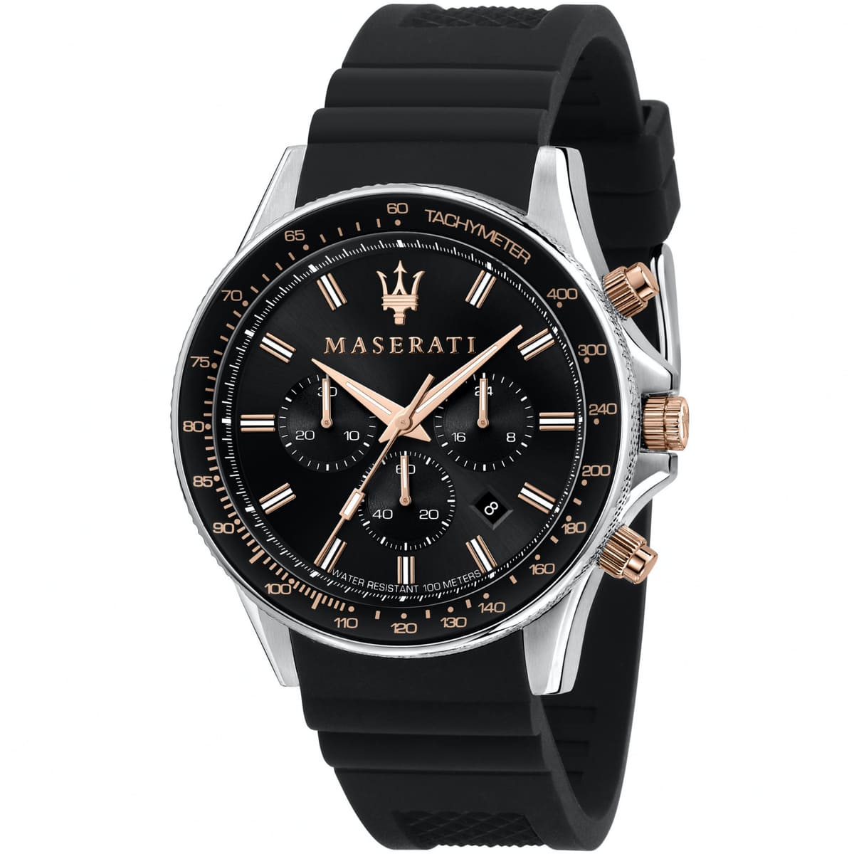 Maserati Sfida R8871640002 44mm Men’s Chronograph Watch – Black Dial & Comfortable Black Silicone Rubber Strap