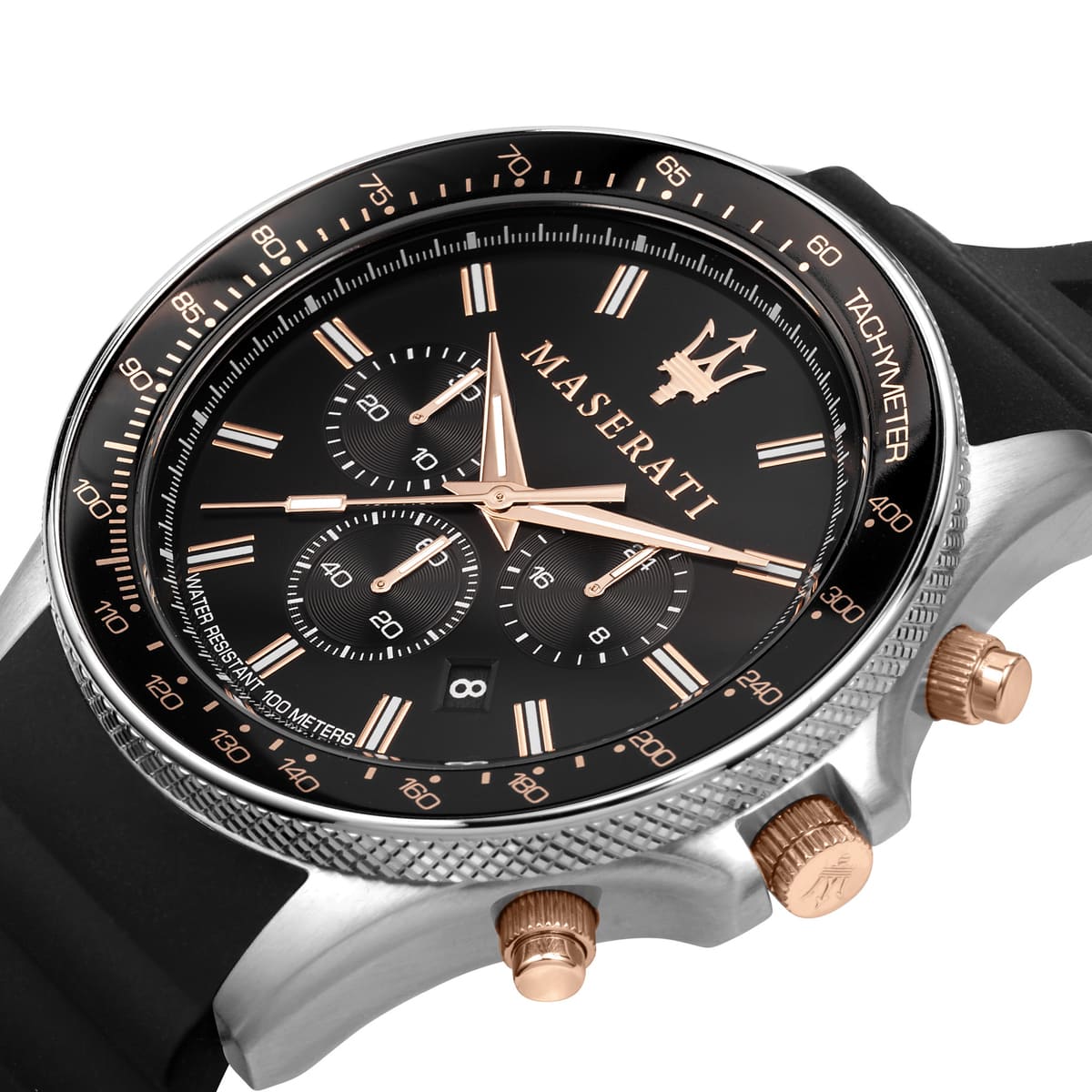 Maserati Sfida R8871640002 44mm Men’s Chronograph Watch – Black Dial & Comfortable Black Silicone Rubber Strap