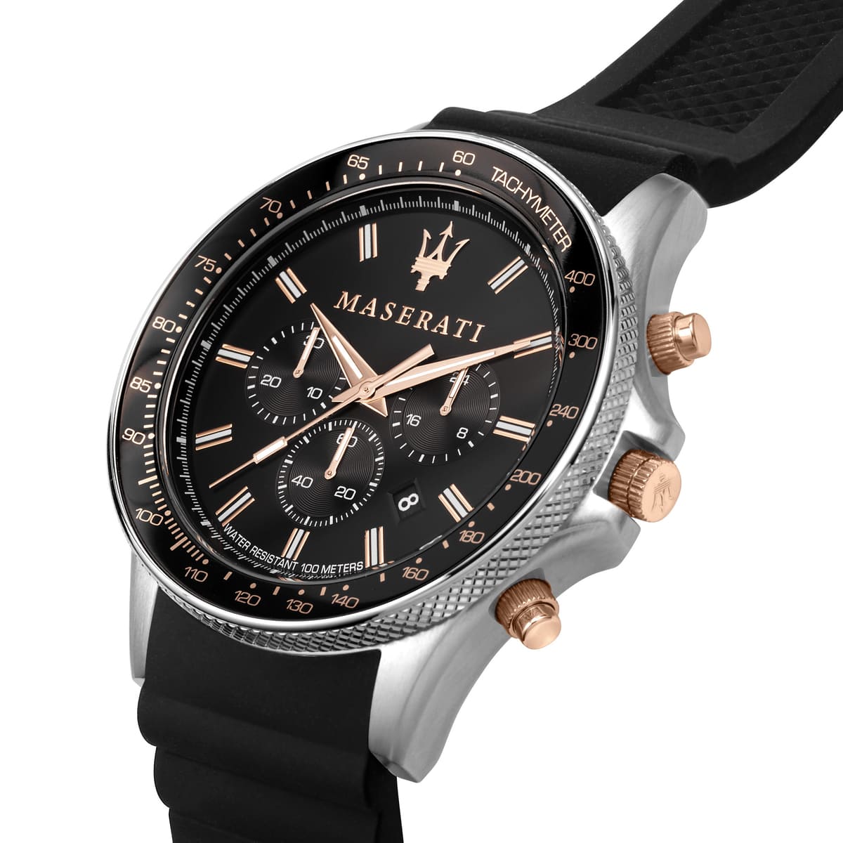Maserati Sfida R8871640002 44mm Men’s Chronograph Watch – Black Dial & Comfortable Black Silicone Rubber Strap