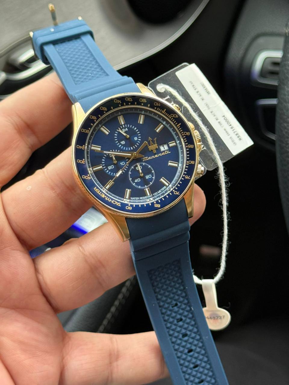 Maserati Sfida R8871640004 44mm Men’s Chronograph Watch – Navy Blue Dial & Blue Rubber Strap