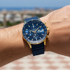 Maserati Sfida R8871640004 44mm Men’s Chronograph Watch – Navy Blue Dial & Blue Rubber Strap