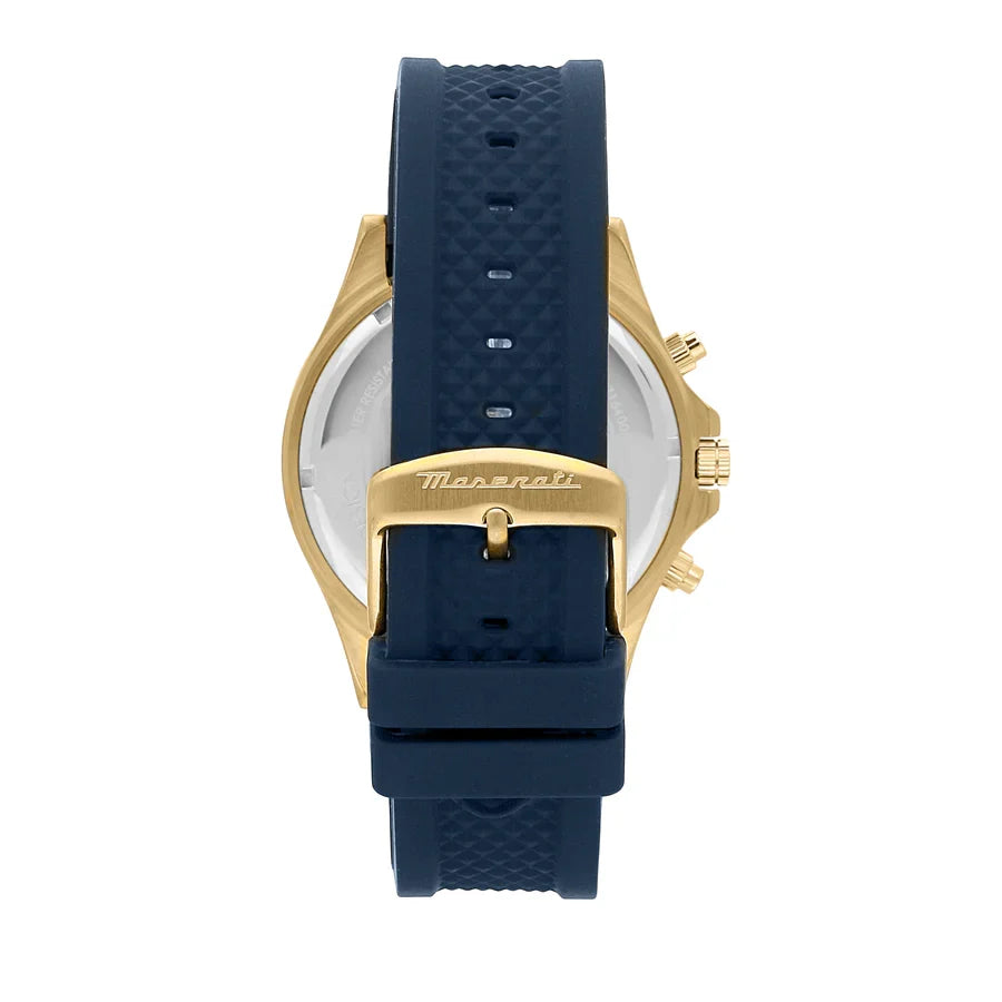 Maserati Sfida R8871640004 44mm Men’s Chronograph Watch – Navy Blue Dial & Blue Rubber Strap