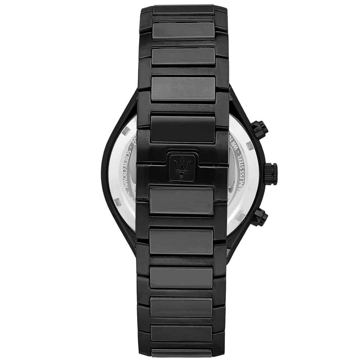 Maserati Stile R8873644001 45mm Men’s Chronograph Watch – Black Dial & Black Stainless Steel Link Bracelet