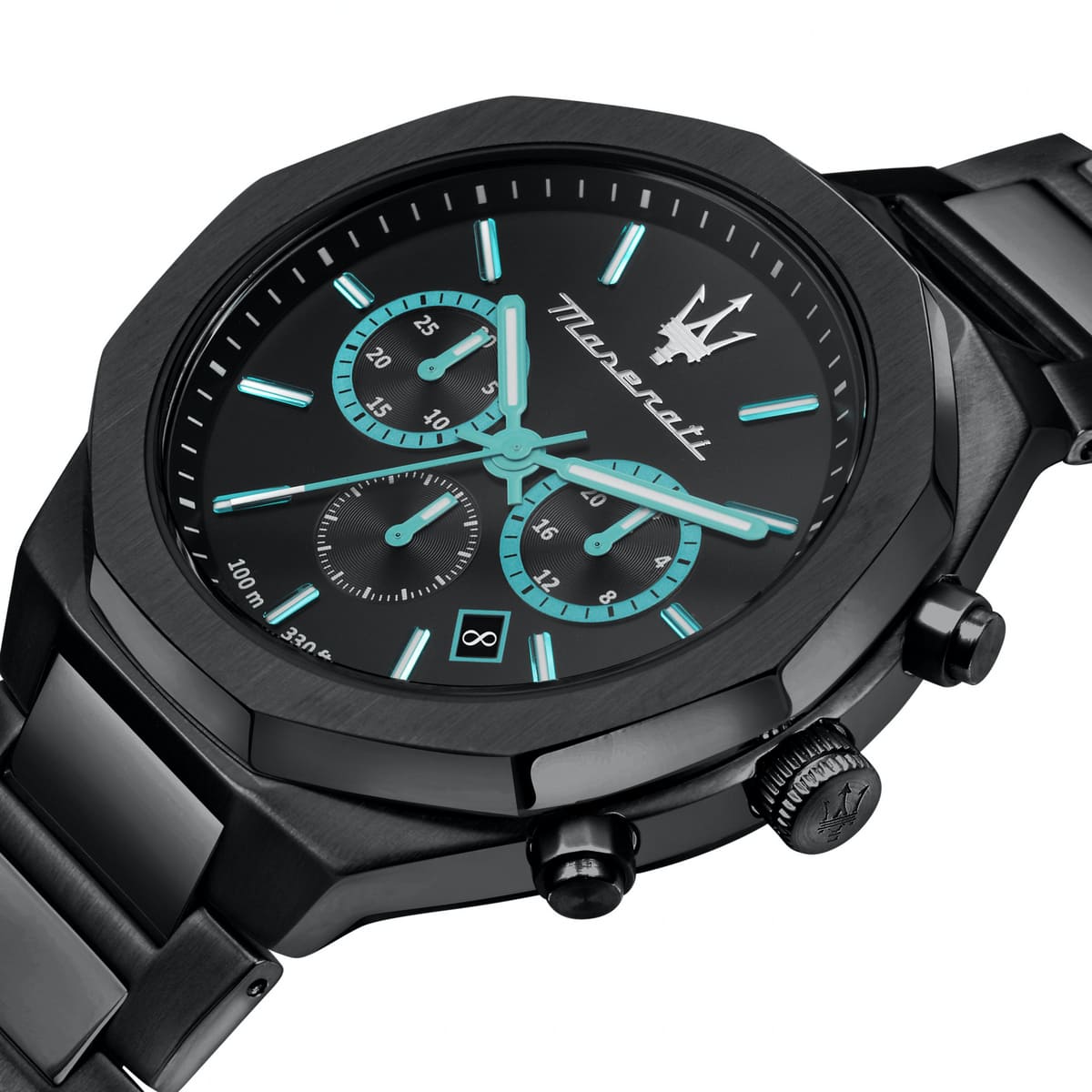 Maserati Stile R8873644001 45mm Men’s Chronograph Watch – Black Dial & Black Stainless Steel Link Bracelet
