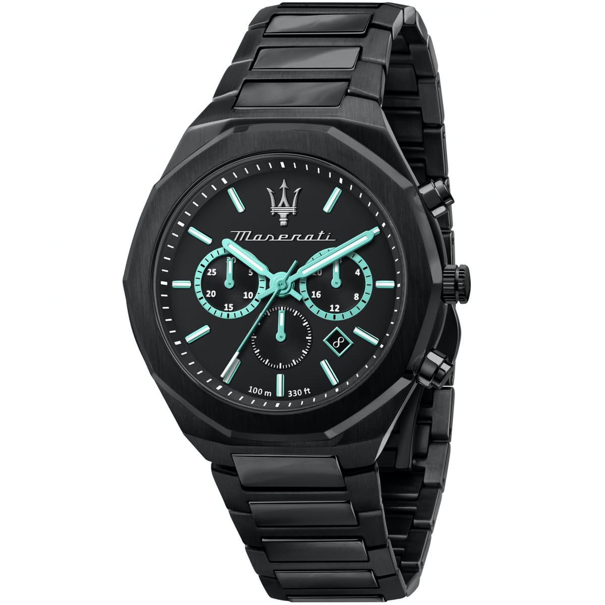Maserati Stile R8873644001 45mm Men’s Chronograph Watch – Black Dial & Black Stainless Steel Link Bracelet