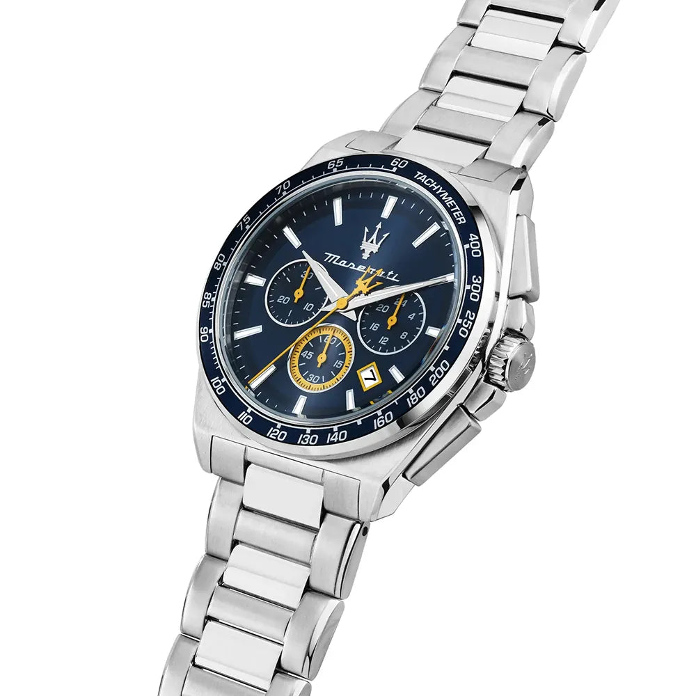 Maserati Velocita R8873652001 45mm Men’s Chronograph Watch – Blue Racing Dial & Silver-Tone Link Bracelet