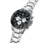 Maserati Sfida R8873640004 44mm Men’s Chronograph Watch – Black Dial & Silver Stainless Steel Bracelet