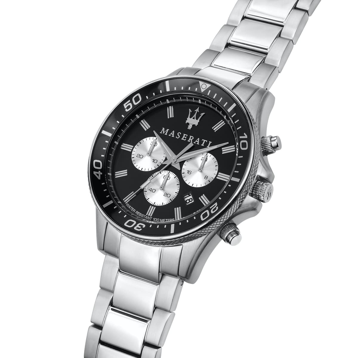 Maserati Sfida R8873640004 44mm Men’s Chronograph Watch – Black Dial & Silver Stainless Steel Bracelet