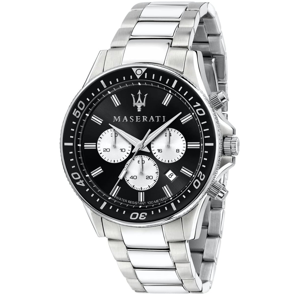 Maserati Sfida R8873640004 44mm Men’s Chronograph Watch – Black Dial & Silver Stainless Steel Bracelet