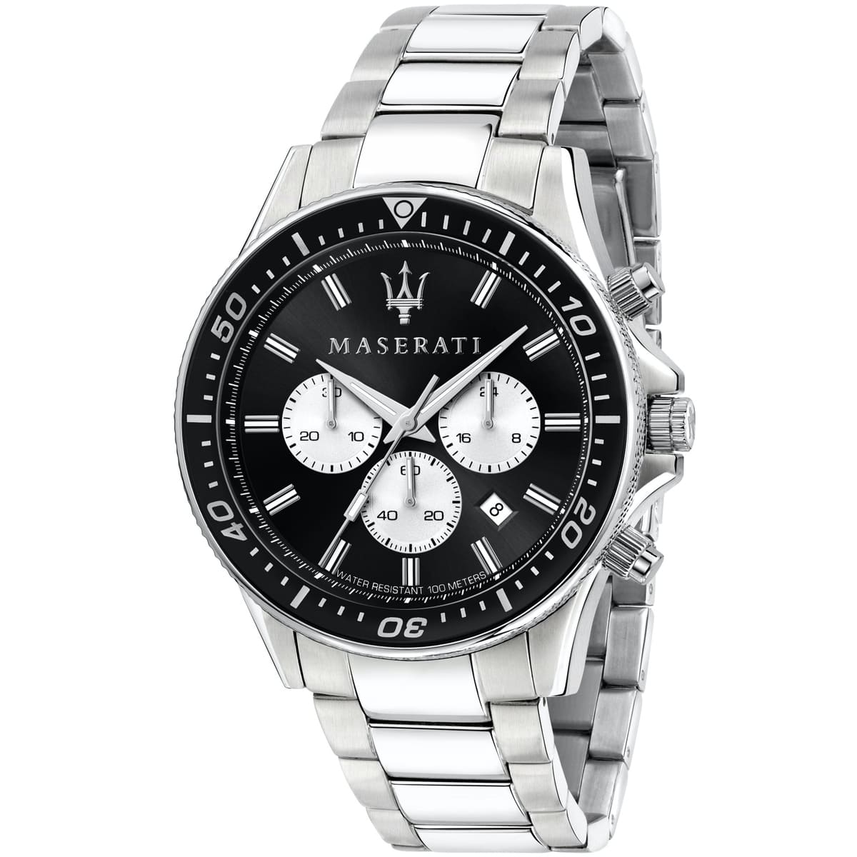 Maserati Sfida R8873640004 44mm Men’s Chronograph Watch – Black Dial & Silver Stainless Steel Bracelet
