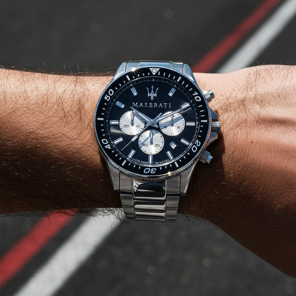 Maserati Sfida R8873640004 44mm Men’s Chronograph Watch – Black Dial & Silver Stainless Steel Bracelet