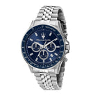 Maserati Sfida R8873640025 44mm Men’s Chronograph Watch – Blue Sunray Dial & Distinguished Silver Jubilee Link Bracelet