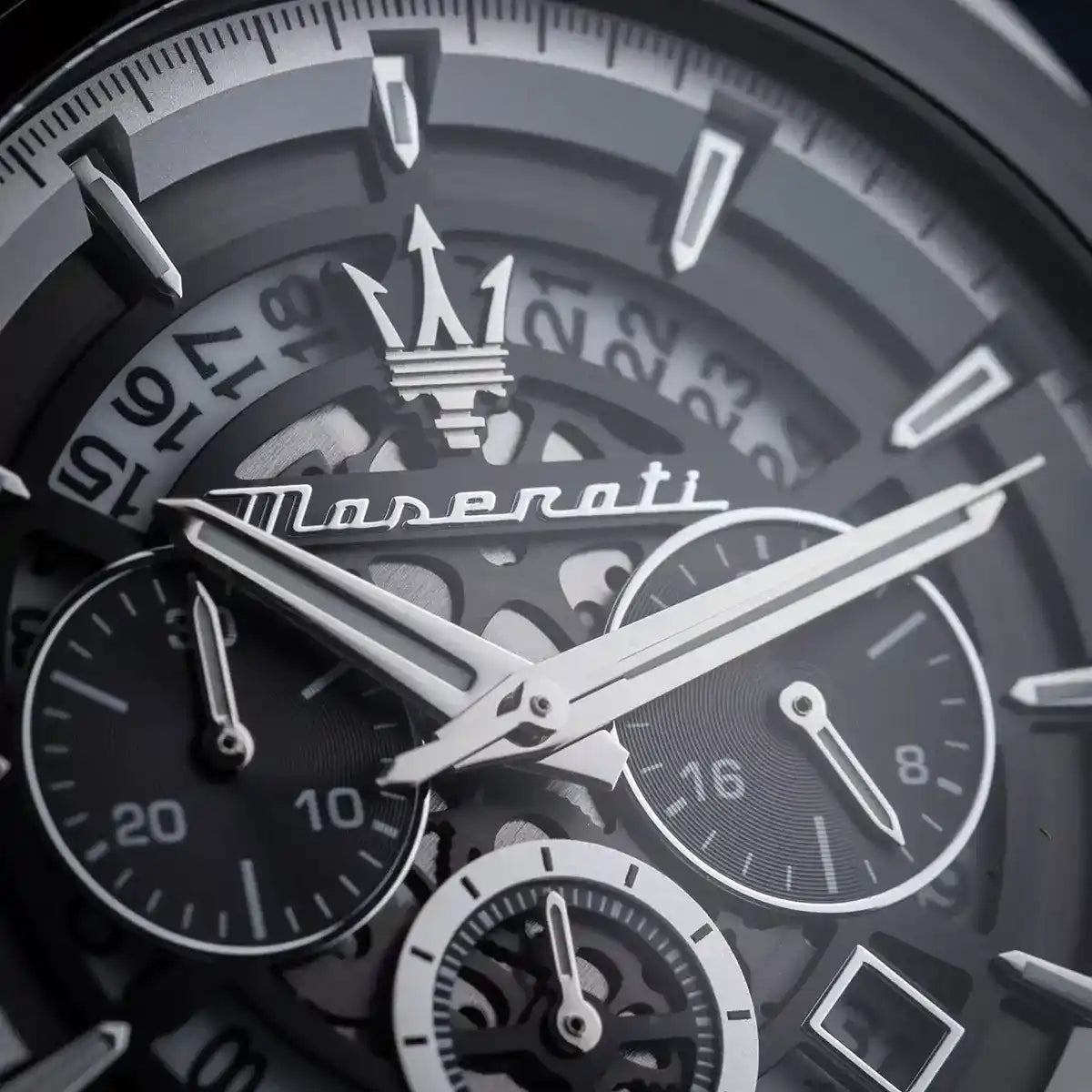 Maserati Traguardo R8873612059 45mm Men’s Chronograph Watch – Silver Skeleton Dial & Silver-Tone Link Bracelet