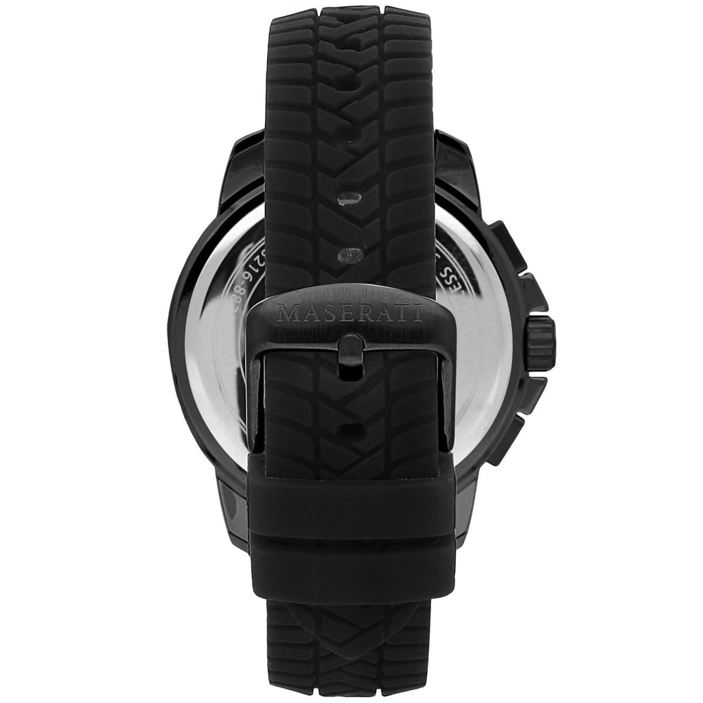 Maserati Successo R8871621011 44mm Men’s Chronograph Watch – Black Dial & Black Silicone Strap