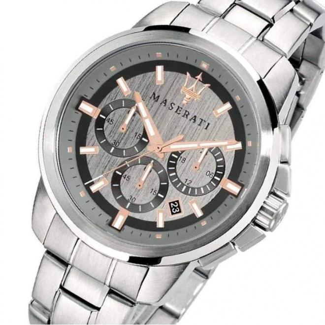 Maserati Successo R8873621004 44mm Men’s Chronograph Watch – Grey Sunray Dial & Stainless Steel Bracelet