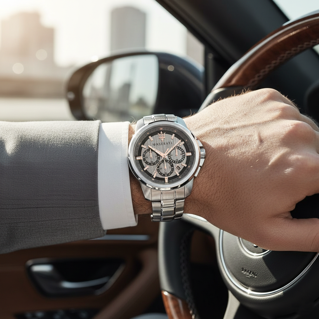 Maserati Successo R8873621004 44mm Men’s Chronograph Watch – Grey Sunray Dial & Stainless Steel Bracelet