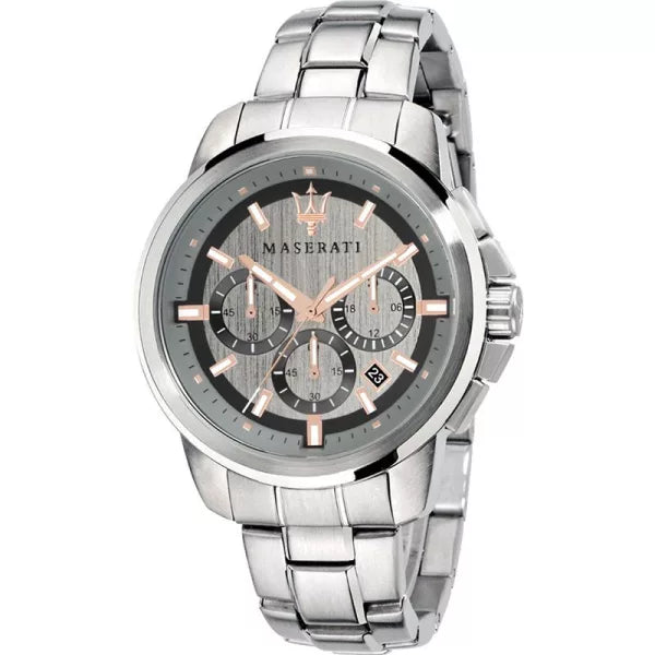 Maserati Successo R8873621004 44mm Men’s Chronograph Watch – Grey Sunray Dial & Stainless Steel Bracelet